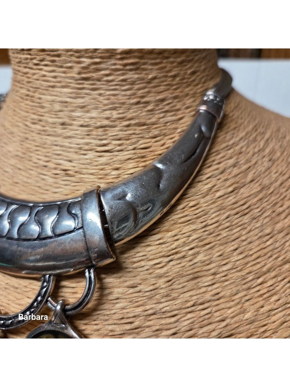 Vintage Sculpural Silver-tone Roman-style Torque Statement Necklace - Picture 3 of 6